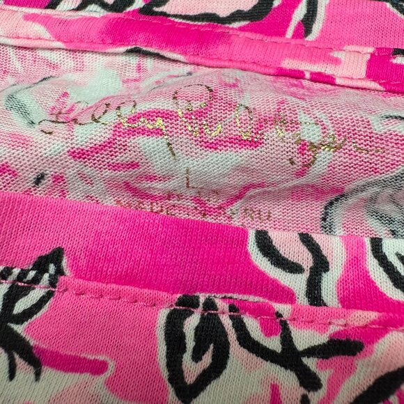 Lilly Pulitzer Girls Finn Long Sleeve Printed Top Pink & White Cotton Size L 8/1 - Picture 2 of 4